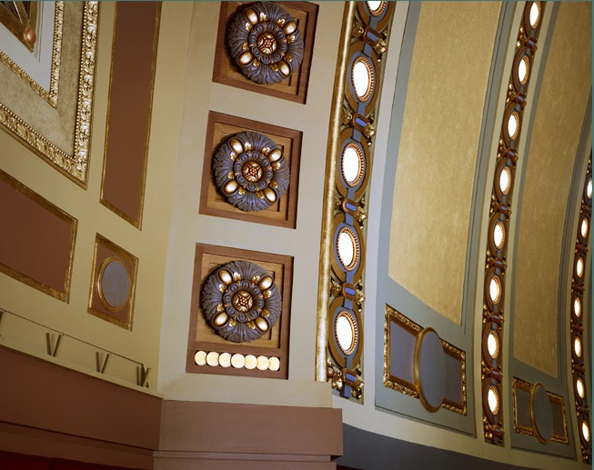 Hill Auditorium, Ann Arbor, MI. Our #decorativepainters restored #historicpaint finishes: custom #colormatching, #gilding, #polychrome of moldings, #stenciling & #colorglazing.
#decortaivepaint #historictheater #goldleafing #theaterthursday #decorativefinishes @HillAuditorium