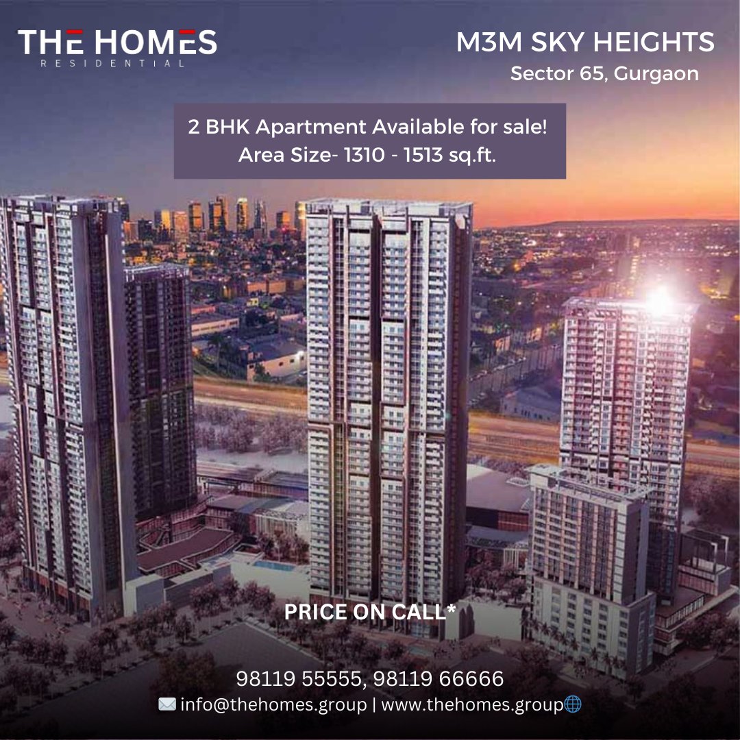 M3M SKY HEIGHTS 
2 BHk For Sale
Area- 1310 - 1513 sq.ft. 
#homes #2bhk #2bhkresidentialflats #flatforsale #gurgaonapartments #highrisebuilding #m3mhomes #m3mresidentialprojects #luxuryhome #luxurybulding #residentialhome #gurgaoninvestment #propertyinvestment #homestyling