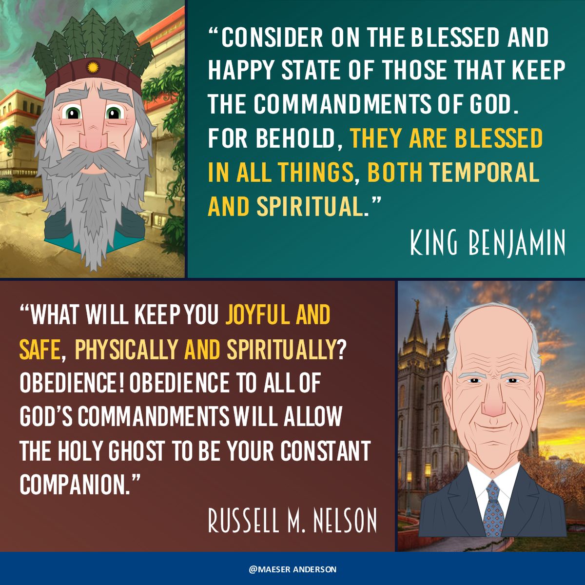 Reading about King Benjamin this week has reminded me so much of our current prophet, President Nelson. It has been enlightening to delve into the teachings of both figures and draw parallels between them. 

The Book of Mormon is awesome!⠀
———
#generalconference #ldsconf