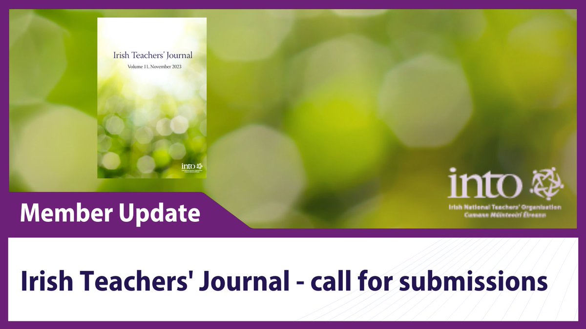 The deadline for submissions to the 2024 edition of the Irish Teachers’ Journal is Friday, 10 May. We encourage all teachers across the island, at all levels of the system, to contribute to teachers’ research, discussion, and debate. 🔗Author guidelines: bit.ly/3MORZgw