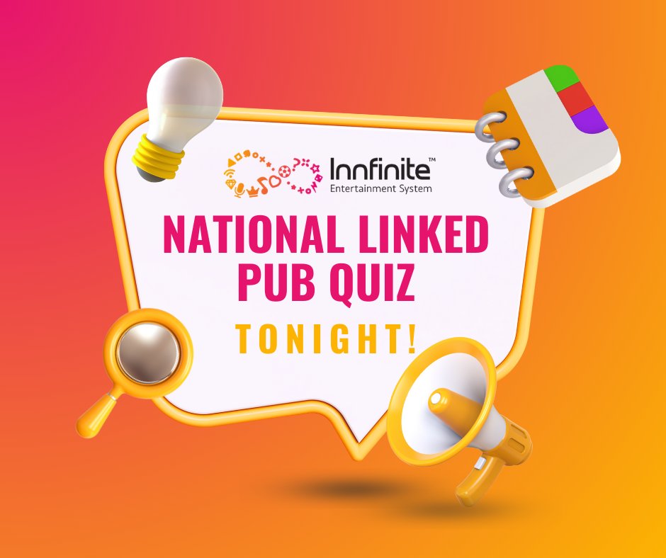 Tonight is the night! Aprils National Linked Pub Quiz is here! ❓ Does your pub have what it takes to be crowned Aprils National Linked Pub Quiz Champion? 👑📱 innstay.co.uk/nationallinked… #innfinite #nationallinkedquiz #nlpq #pubs #ukpubquiz #nationalquiz #pubquiz