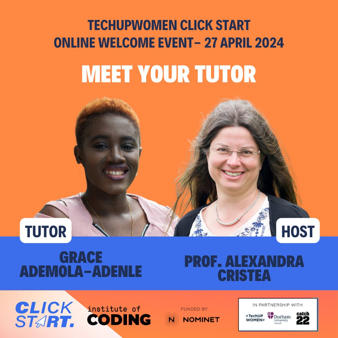 Get to know more about your tutor- Grace's journey to tech and ask any questions that you have! 🤔 Hosted by our lovely deputy director, Prof. Alexandra. #TechUPWomen24 #TUWClickStart24 #WomenInTech #TechCareers