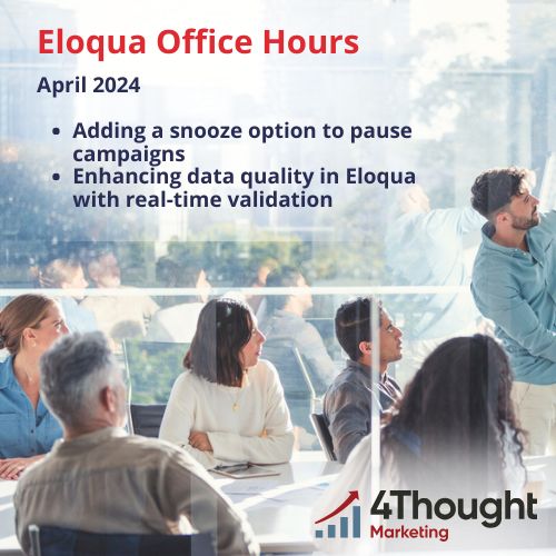 There's still time to register for this month's #Eloqua Office Hours, happening today at 11 AM PST! Save your spot here: bit.ly/4aAm0JS

#OracleEloqua #OracleMtkgCloud #Marketing