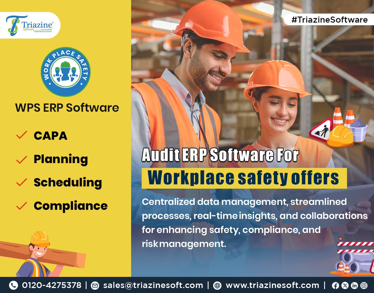 Audit ERP software for workplace safety offers : Centralized data management, streamlined processes, real-time insights, and collaborations for enhancing safety, compliance, and risk management.
#TriazineSoftware #Triazine #TSPL#WPS