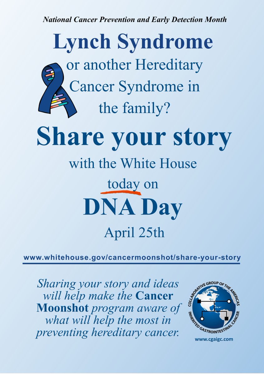 It doesn’t get more personal than our DNA! Today is #DNADay & we're grateful to #MarkAHicks for creating this wonderful image for us! If you have a #HereditaryGICancer syndrome in the family #DNADay is the day to share your story! Learn more 👇