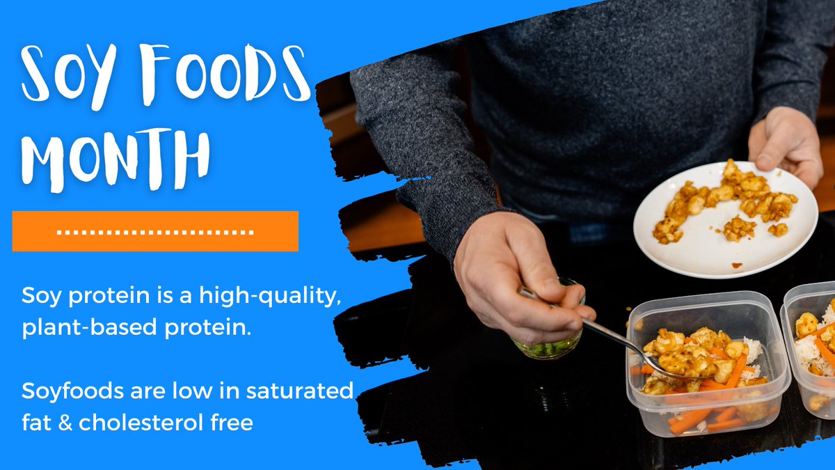 DYK?🌱Soy protein is a high-quality, plant-based protein. Soyfoods are low in saturated fat & cholesterol free. 🍔🥗🍜🍪 🍧 Learn more: ow.ly/SKuH50Rbr4z #NationalSoyFoodsMonth #USSOY