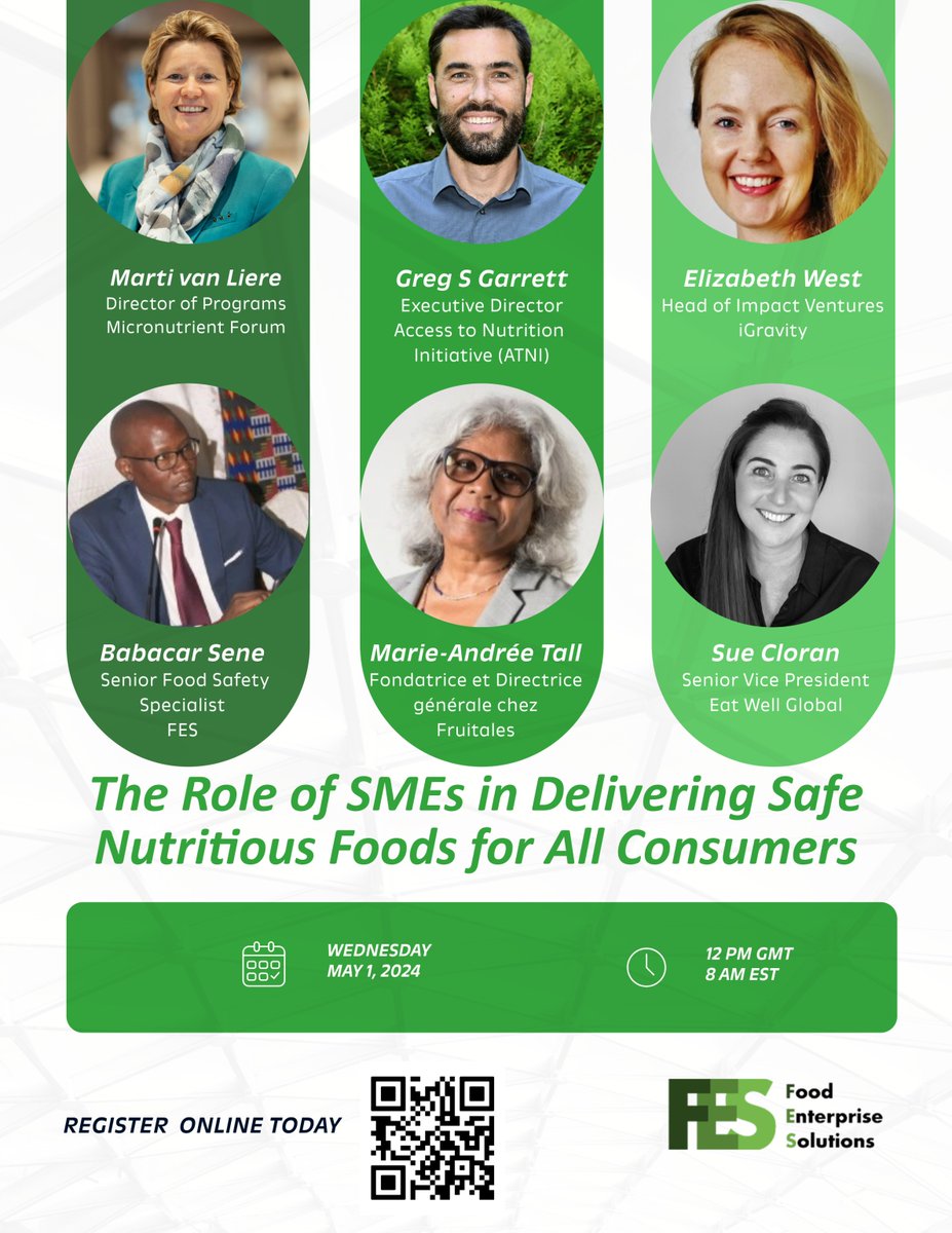 Join us on May 1st for a #webinar with @FES_FoodBiz. A panel of experts, including Marti Van Lier, Director of Programs at the Forum, will talk about #SMEs' role in transforming #foodsystems to deliver #safe and #nutritious food to all. 

🔗Register here: ow.ly/xNte50Rnqn5