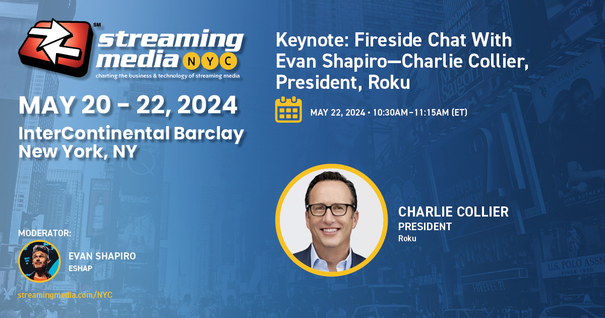 Come check out this #StreamingNYC keynote session from keynote speaker Charlie Collier, @Roku. Register before TOMORROW, April 26th, for early bird pricing, use code SMNYCSOC! ow.ly/PT7v50Rnim8