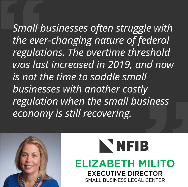 #NFIB's Beth Milito is quoted in @bizjournals: “The overtime threshold was last increased in 2019, and now is not the time to saddle small businesses with another costly regulation when the small business economy is still recovering.' Learn more: bizjournals.com/bizjournals/ne…