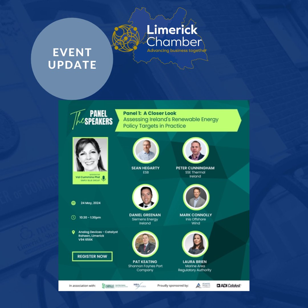 🌍💡 Is the Road to a Renewable Energy Island a Smooth One? 🗓️ May 24, 10:30 AM-1:30 PM at Analog Devices. Explore Ireland's renewable energy strategy with Pat Keating & experts from Simply Blue Group, ESB, SSE, Siemens, & more. Book now: ow.ly/hKLB50RnFqx #RenewableEnergy