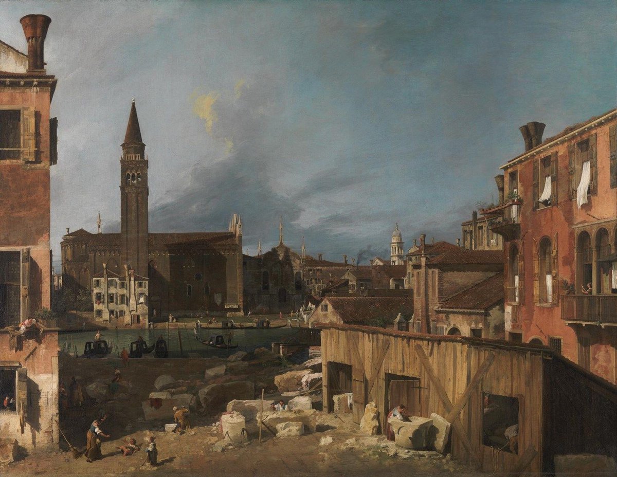 🖼️Iconic Canaletto painting returns to Wales after 80 years Read more 👉library.wales/about-nlw/pres… Canaletto, 1697-1768, The Stonemason’s Yard, about 1725 © The National Gallery, London