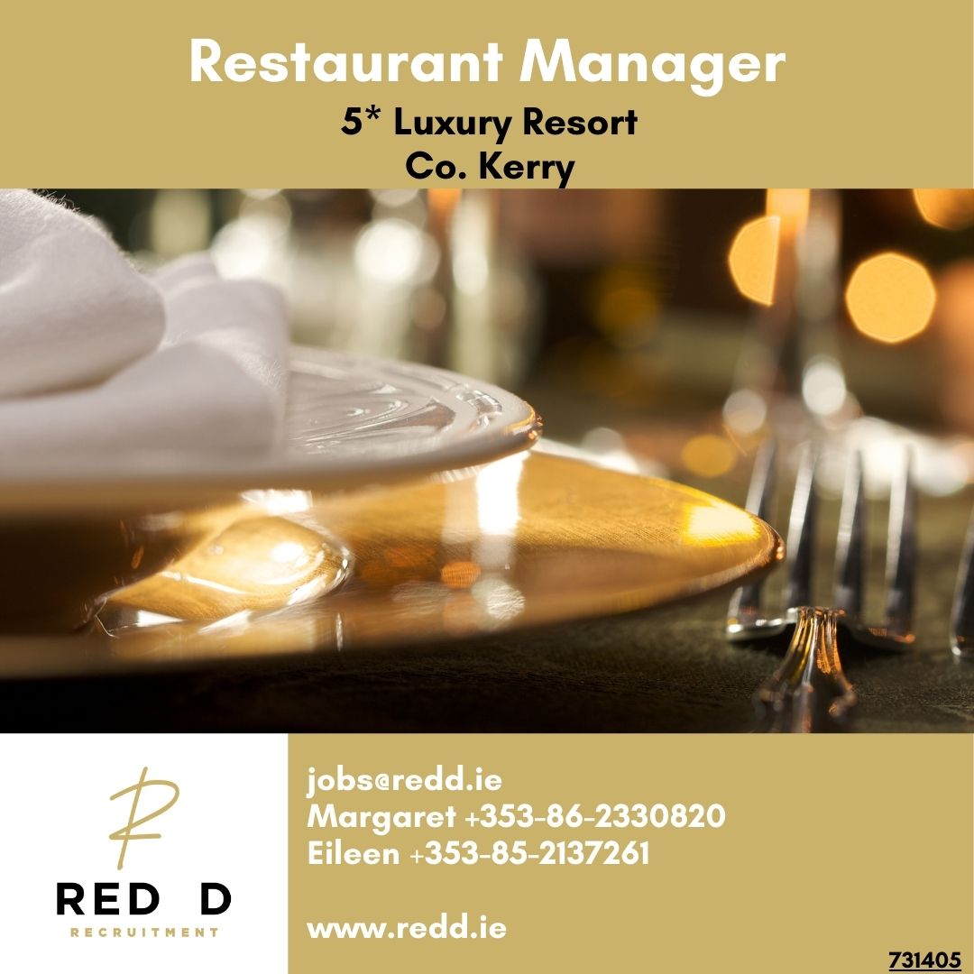 Restaurant Manager – 5 Star Luxury Resort Co. Kerry Red D are recruiting an experienced Restaurant Manager to lead and manage the food, beverage, and wine offerings at a 5 Star Luxury Resort in Co. Kerry Click the link below to apply! ⬇ redd.ie/jobs/6046-food… or reach out to