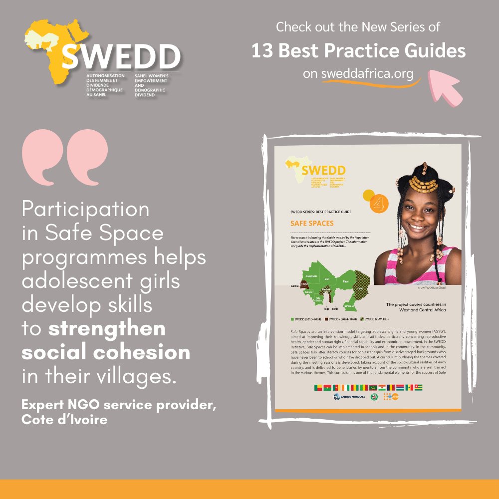 Find out how to successfully set up Safe Spaces, offering a second chance at education and training for teenage girls and young women. Dive into brief 4 to explore the crucial steps involved in setting them up.
👉🏿bit.ly/3QkVY5f
<a href="/WorldBankAfrica/">World Bank Africa</a> 
#SWEDD