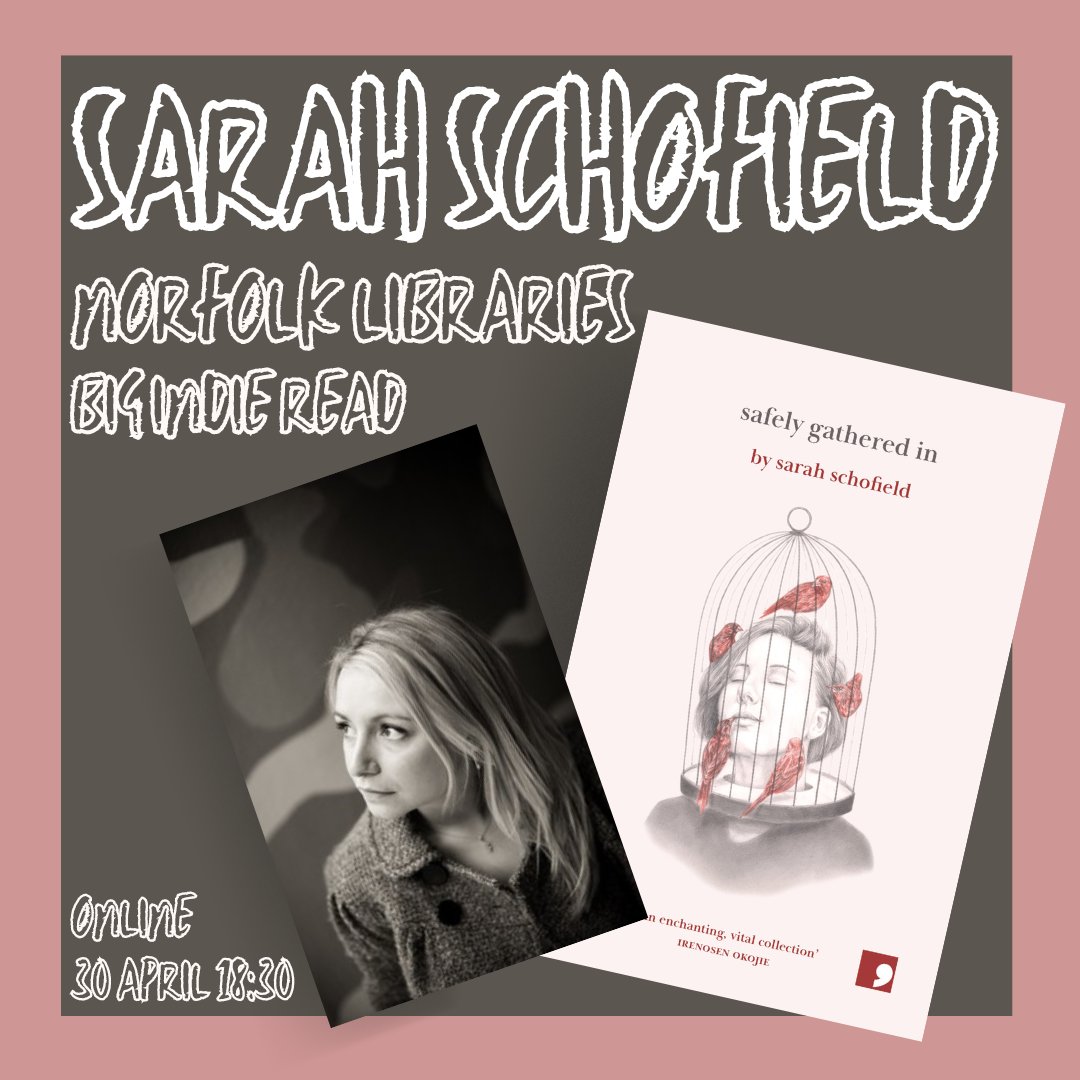 COMMA AUTHOR CHAT 🗣️📚 @saraheschofield joins @NorfolkLibs #BigIndieRead to chat about her collection 'Safely Gathered In' 🐦 🗓️30 April @ 6:30pm 📍Online Via Zoom Email below for a Zoom invite 👇