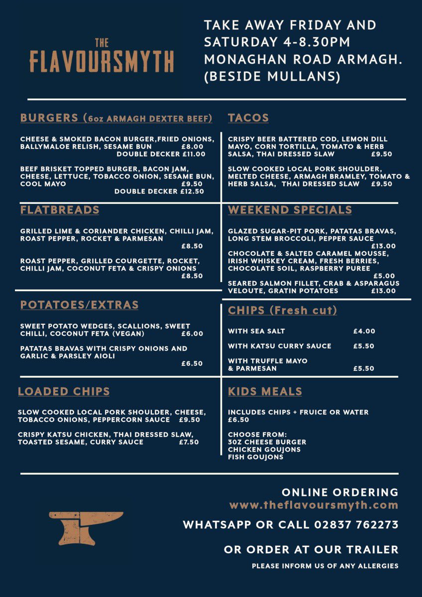 This weekends menu is now live on our website, order in advance and avoid the queue!
