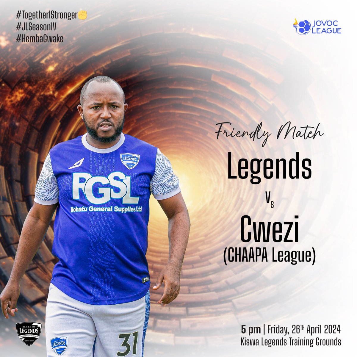 Friendly Match Alert! 🆚 Chwezi FC (@ChaapaLeague) 🗓️ Tomorrow, Friday 26th,April 🕔 5:30pm 🏟️ Kiswa Legends' Grounds. Come cheer your favorite team! See you there! ⚽ #TogetherStronger #ChaapLeague