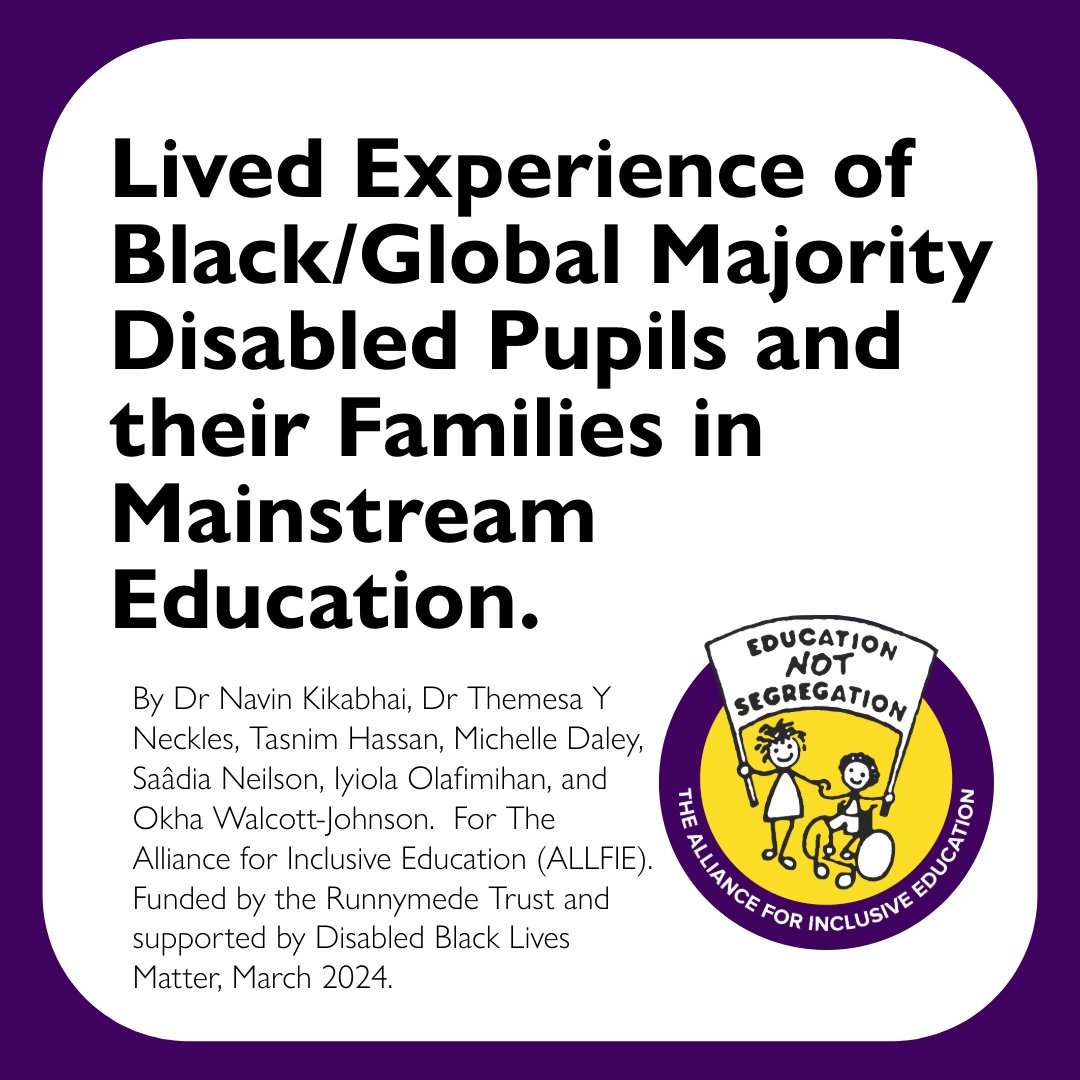 The report was written by Dr Navin Kikabhai, Dr Themesa Y Neckles, Tasnim Hassan, Michelle Daley, Saâdia Neilson, Iyiola Olafimihan, and Okha Walcott-Johnson for <a href="/ALLFIEUK/">ALLFIE</a>. Funded by <a href="/RunnymedeTrust/">Runnymede Trust</a> and supported by Disabled Black Lives Matter.
#AllfieBlkR
tinyurl.com/j4rrx2ct