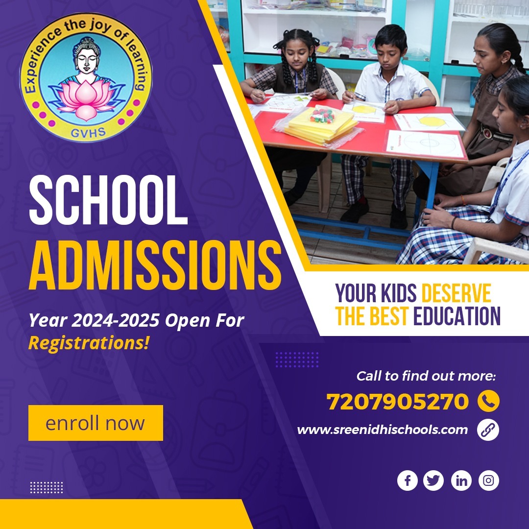 Attention Parents and Students! 📢 Admissions are now open for the academic year 2024 at Sreenidhi's Gowtham Vidyalaya High School! 🏫✨
For more information and admissions, call us at 7207905270 today!
.
.
#schooladmissions #CBSESchool #education #MadhuraNagar #srnagar #school