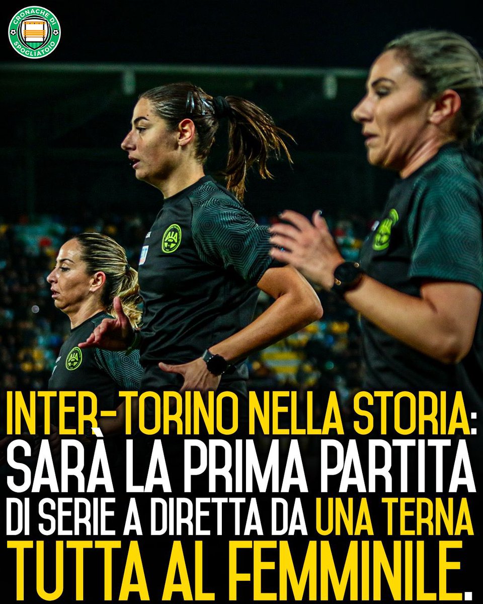 Era già successo in #SerieBKT e in #CoppaItalia, ma sarà una prima volta storica per la #SerieA: la terna che dirigerà Inter-Torino di questa domenica alle 12:30 sarà completamente al femminile. Protagoniste Maria Sole Ferrieri Caputi (sezione di Livorno) e le assistenti…