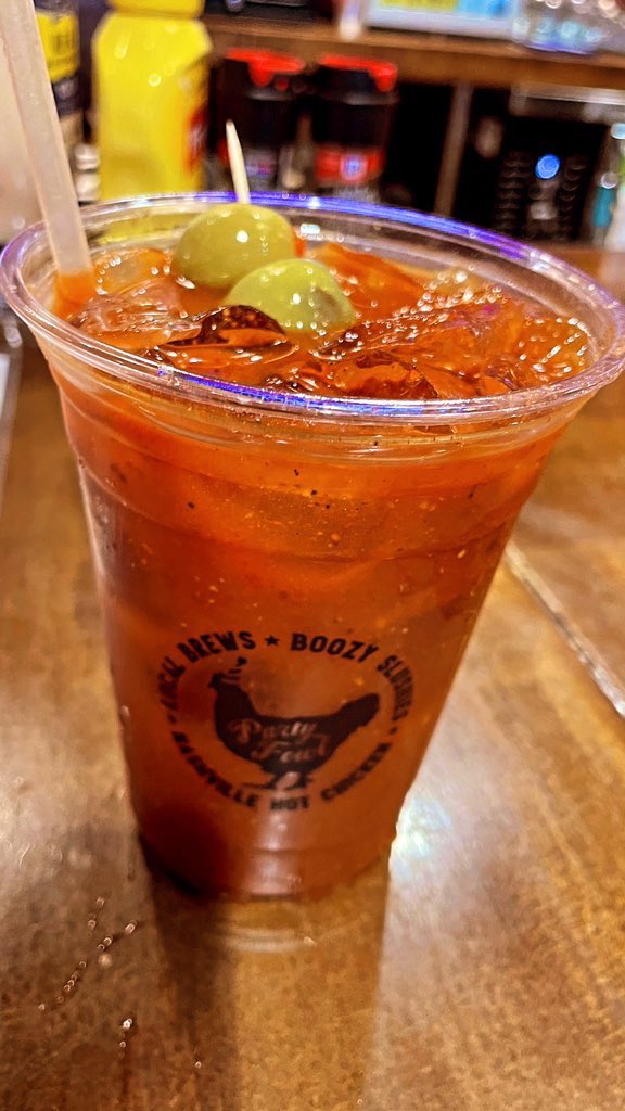 When at BNA is always stop @PartyFowlNash for a double bloody to start the day off right.