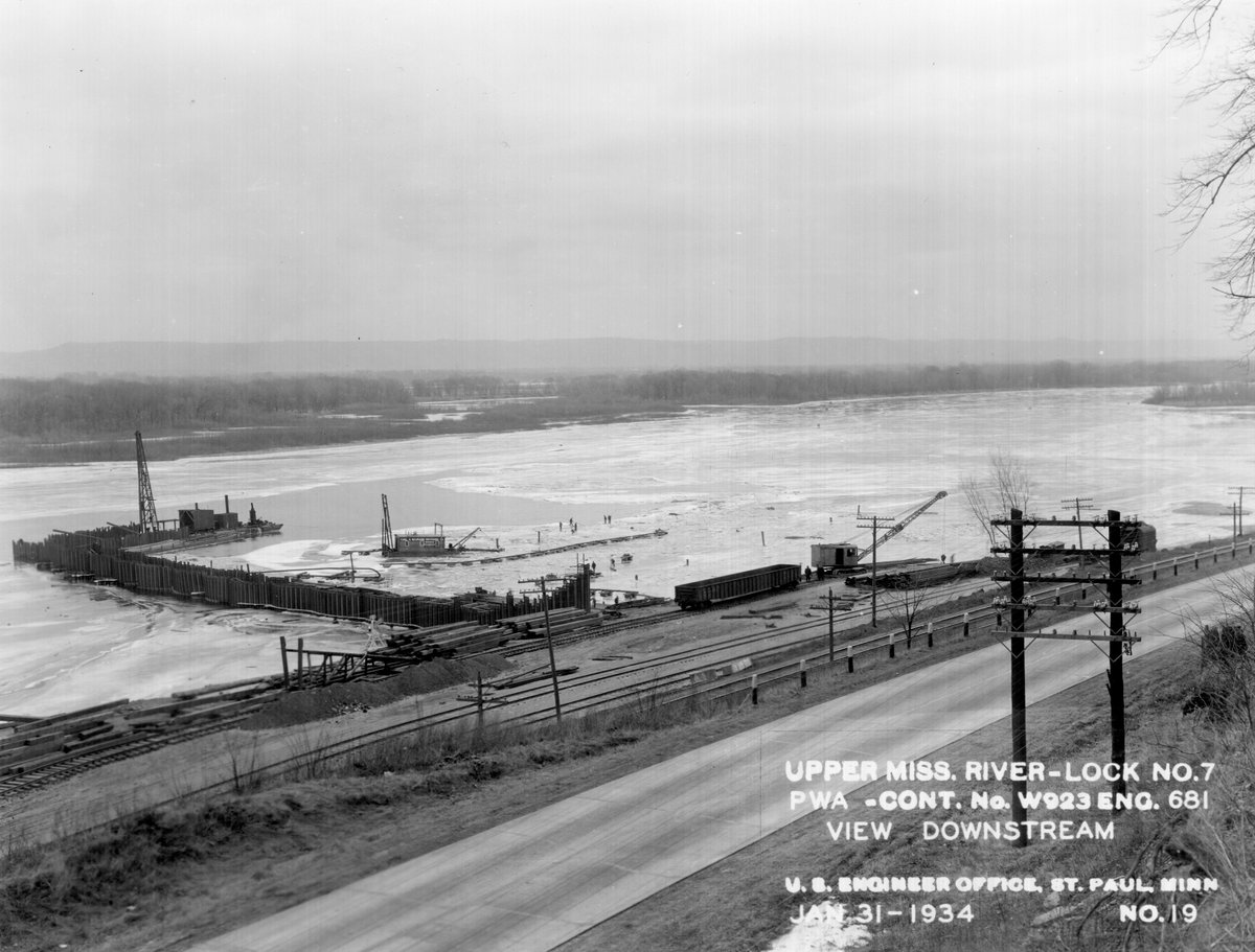 #tbt Eighty-nine years ago, in 1935, the St. Paul District completes the construction of Lock and Dam 7 in La Crescent, Minnesota. In 1989, the facility underwent a major rehabilitation. #BuildingStrong #USACEMVD