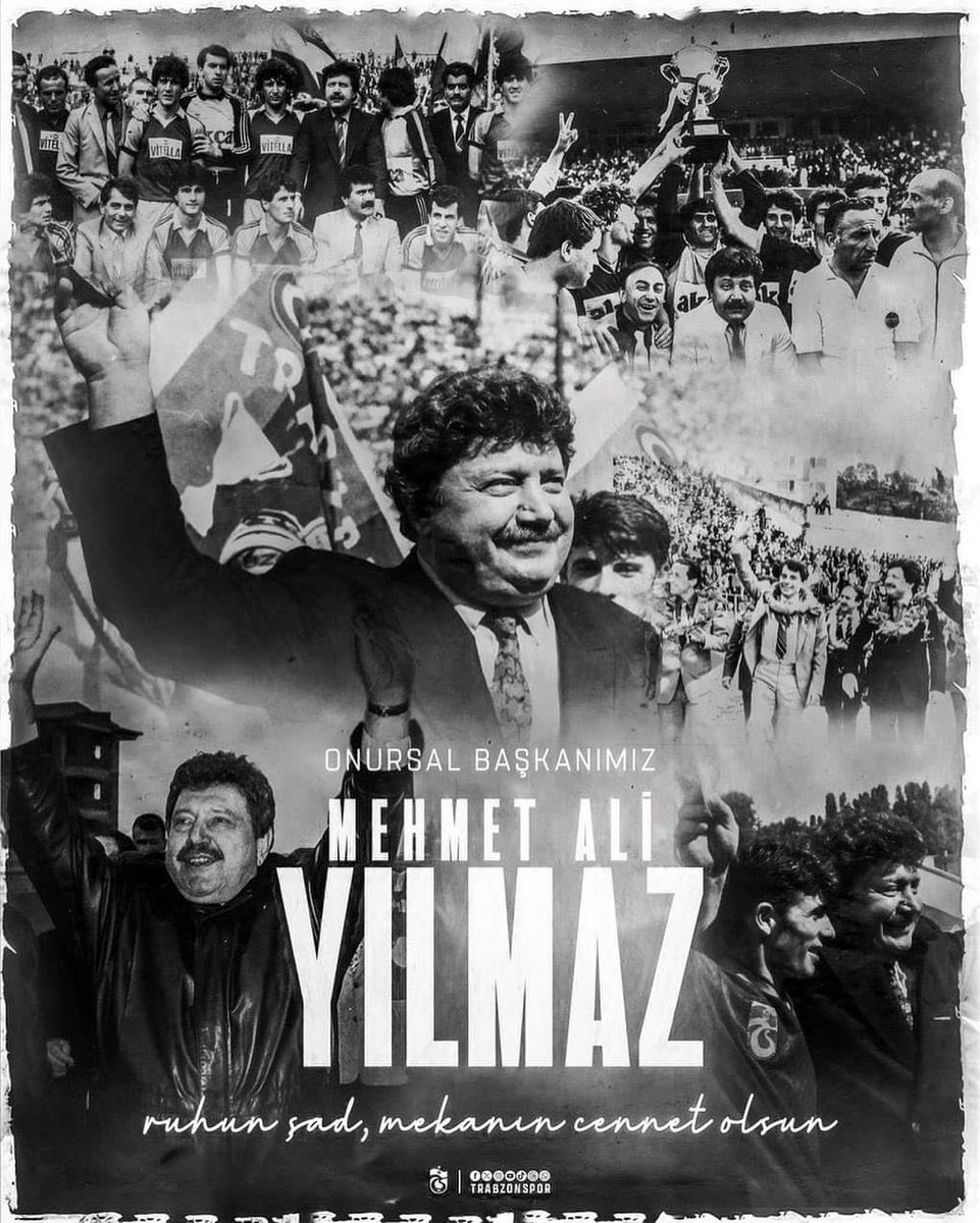 📌 VEFAT! Gençlik ve Spor Eski Bakanı, Trabzonspor’umuzun Onursal Başkanı Mehmet Ali Yılmaz’a Allah’tan rahmet; ailesine, sevenlerine ve Trabzonspor camiasına başsağlığı ve sabırlar diliyorum.Mekanı cennet olsun.