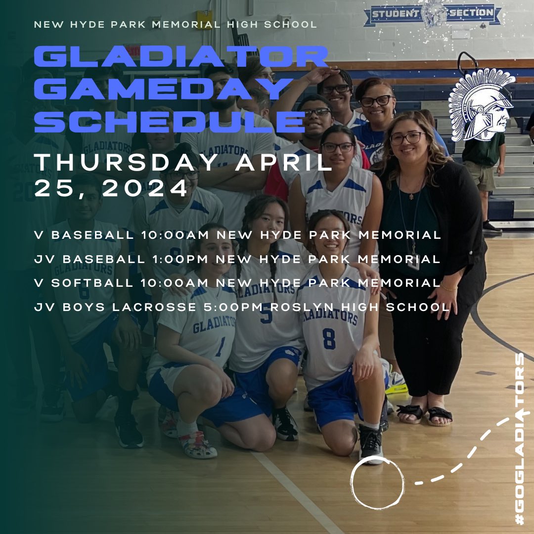 GLADIATOR GAMEDAY SCHEDULE for Thursday April 25th 2024. Let’s go Gladiators! @nhpgladiators