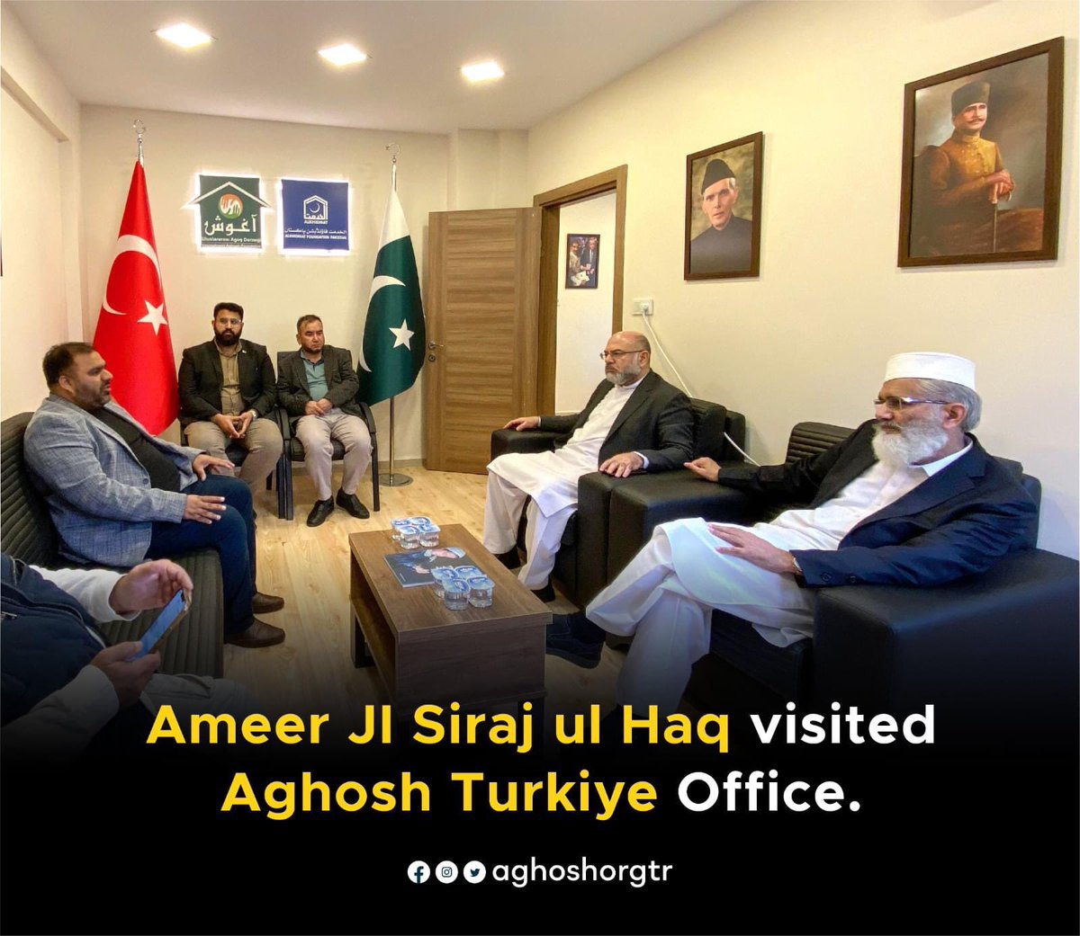 Inspirational Visit ✨

Ameer of Jamaat-e-Islami, Siraj ul Haq , enlightens us with his presence at Aghosh Türkiye office today! - The in-charge Umar Farooq and Anas Awan, were also present on this occasion.'