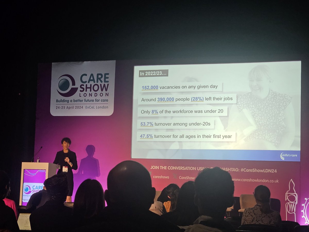 Great to hear @oonaghsmyth from @skillsforcare at @CareShow talk about the care workforce. Twice as many men working in care than in the army!