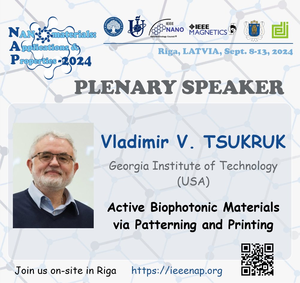 We are honored to introduce our plenary speaker - Prof. Vladimir Tsukruk! Нis talk will be focused on the fabrication of active biophotonic materials through patterning and printing techniques.