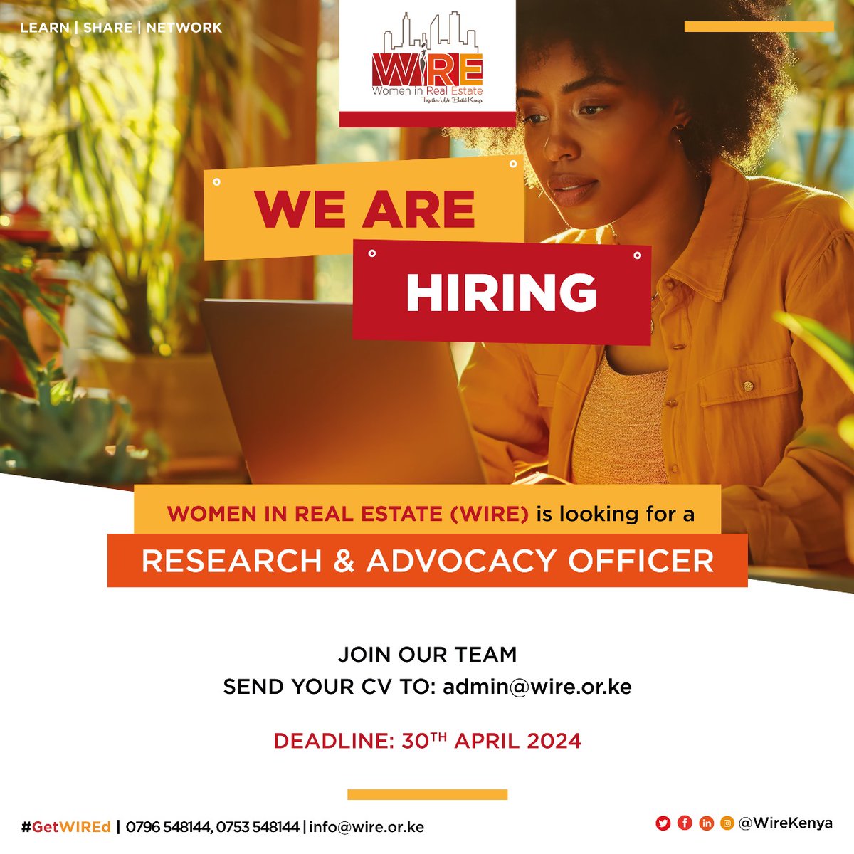 Exciting news! WIRE is hiring!✨

We are looking for enthusiastic individuals for two key roles: Membership, Programmes and Communications Officer  and  Research and Advocacy Officer 

Apply via the google form below: 

shorturl.at/tINXZ

#GetWIREd
