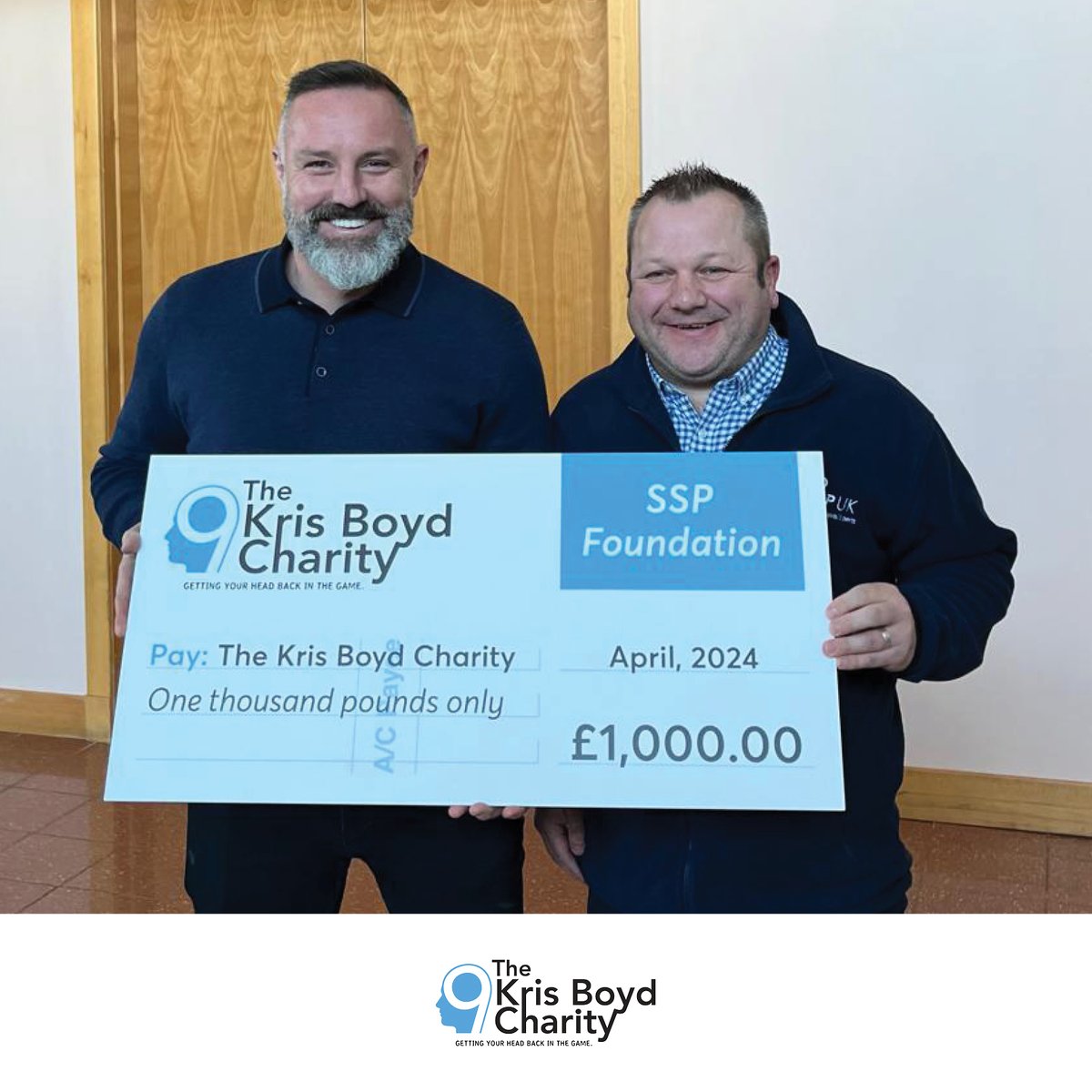 MASSIVE thanks go to SSP Foundation for their donation of £1,000. We couldn’t do what we do without donations like these, so thank you from Kris and everyone at the Charity.