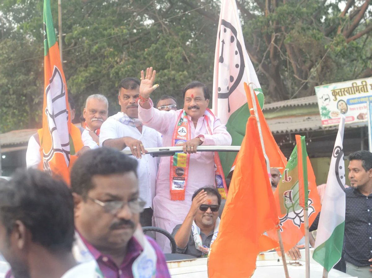 NCP Maharashtra President and Raigad Lok Sabha Seat NDA Candidate Sunil Tatkare's Chunav Prachar Yesterday with more BJP & NCP Flags. Also his shawl has Symbols of all NDA Parties in Maharashtra

This Confirms my point again! NCP is a Damn Serious & a Better Ally mixing with BJP!