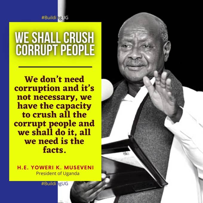 H.E. the President Museveni is unwavering commitment to crushing corruption in  Uganda sets a powerful example. With strong leadership, we're taking  bold strides towards a more transparent and just society. 💪🇺🇬  #AntiCorruption #Uganda