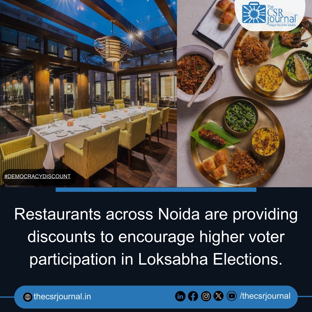 Calling all voters in Noida! 🗳️ Exercise your right and enjoy a treat too! 🍽️ The Noida chapter of the National Restaurant Association of India (NRAI) brings you the '#democracydiscount' campaign. Dine in at participating restaurants on April 26 and 27, flash your inked finger,…