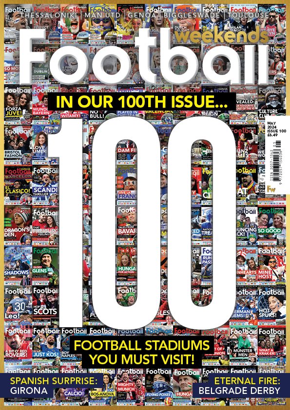 The 100th issue of Football Weekends magazine is in shops now! This centenary issue includes 100 UK and European stadiums you must visit. Will you agree with our choices? There's lots more besides! Snap up your copy now, in newsagents, or buy here: footballweekends.co.uk/magazines/issu…