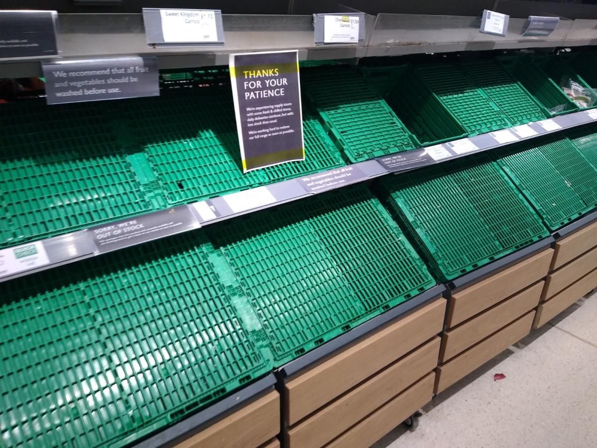 I’m declaring a code Red!
#EmptyShelves

We have scouts assessing food shortages across Britain.
On average, they found that they were only able to access 20% off products on the ‘essentials list’

Most Continental essentials like avocado and polenta were out of stock.

#rejoinEU