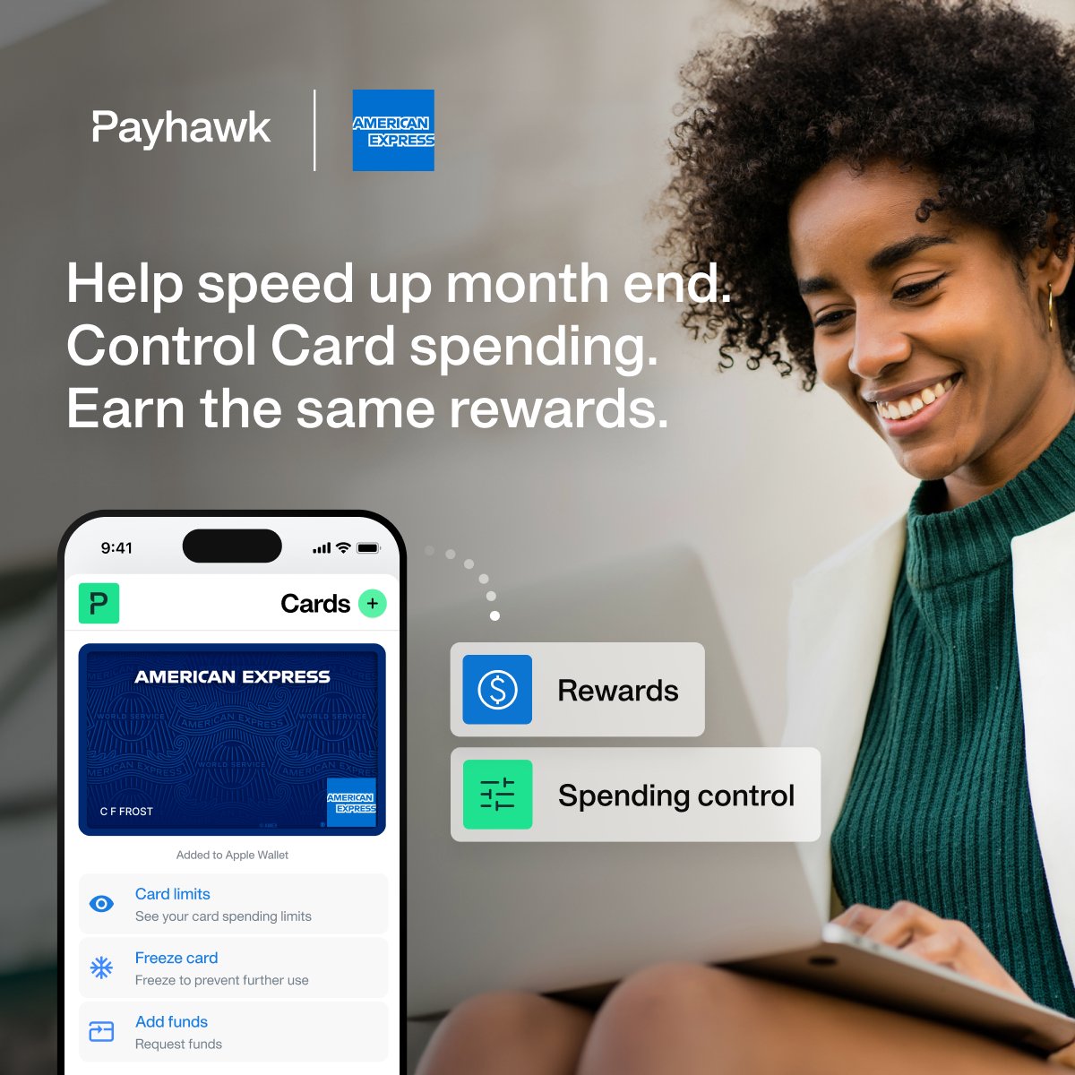 💳 Payhawk has come together with @AmericanExpress to offer U.S. Business and Corporate Card Members the ability to issue virtual Cards with built-in spending controls. Learn more: bit.ly/3vWGXQo #VirtualCards #BusinessSpend #SpendControl #AMEX