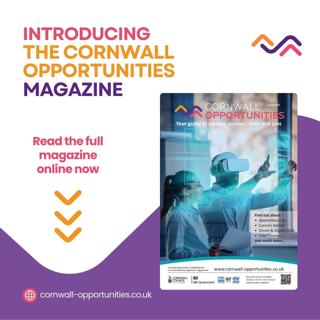 Have you taken a look at our new digital magazine yet? The first issue includes: 🚀 Insights into Cornwall’s biggest industries 🍃 Spotlights on Green and Digital Skills careers 📆 A host of upcoming events, open days, and other opportunities Read 👉 cornwall-opportunities.co.uk/careers-magazi…