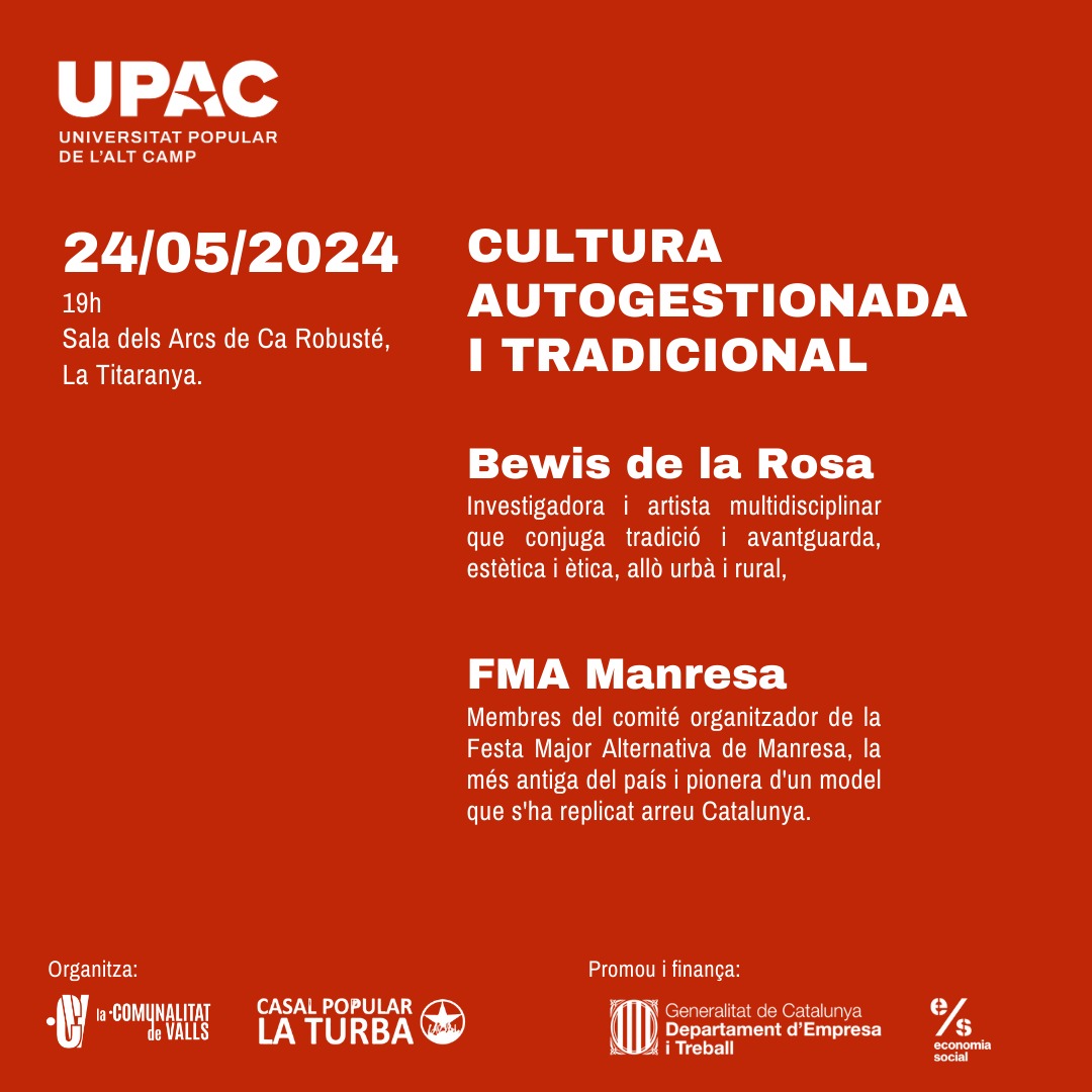 Universitat Popular de l'Alt Camp (@upaltcamp) on Twitter photo 2️⃣La segona sessió serà el 24 de maig, amb Bewis De La Rosa, una artista interdisciplinària i investigadora, que conjuga tradició i avantguarda; i amb els organitzadors de <a href="/lalternativamnr/">L’Alternativa Manresa</a>, la més antiga del país i pionera d'un model que s'ha replicat per tot Catalunya. 2️⃣La segona sessió serà el 24 de maig, amb Bewis De La Rosa, una artista interdisciplinària i investigadora, que conjuga tradició i avantguarda; i amb els organitzadors de <a href="/lalternativamnr/">L’Alternativa Manresa</a>, la més antiga del país i pionera d'un model que s'ha replicat per tot Catalunya.