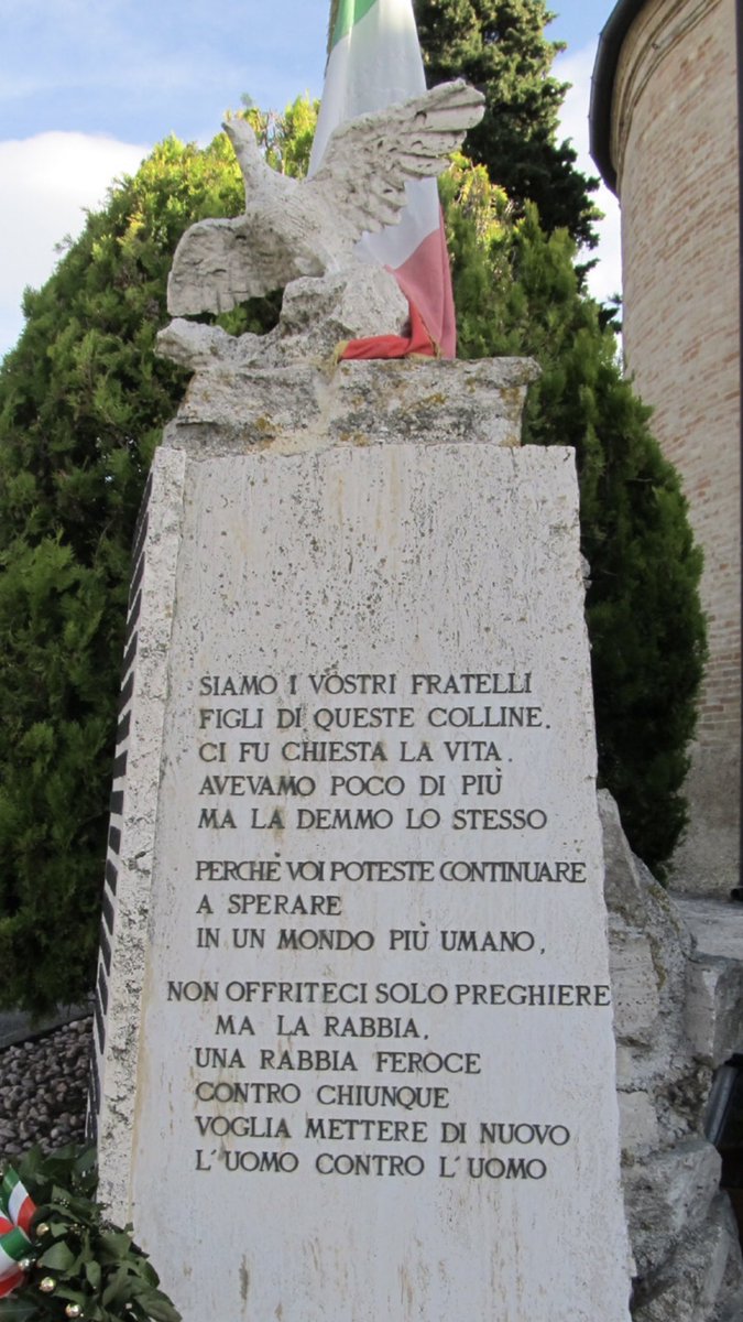 …Non offriteci solo preghiere ma la rabbia feroce contro chiunque voglia mettere di nuovo l'uomo contro l'uomo.. - #FestaDellaLiberazione #25Aprile Dal monumento ai caduti di Moresco (Fermo).