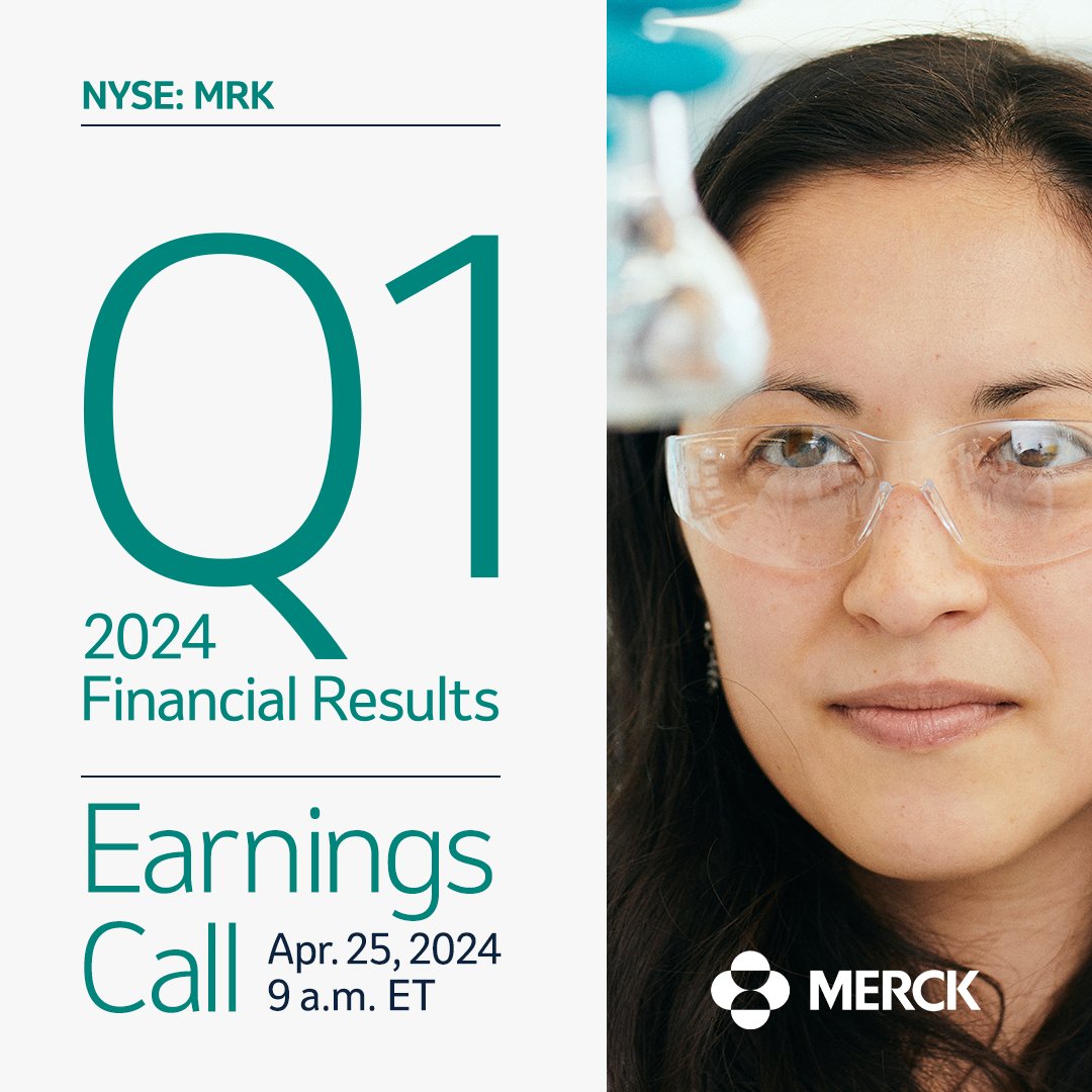 Join us today at 9 a.m. ET to learn more about our Q1 2024 #earnings: merck.us/3rQwIL1 $MRK