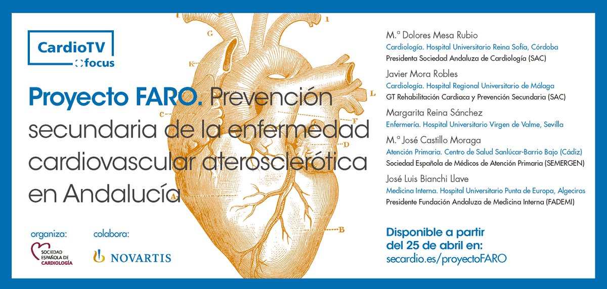 🫀 Descubre el Proyecto FARO, la estrategia de prevención secundaria contra la enfermedad vascular aterosclerótica #EVA en Andalucía, junto a profesionales sanitarios de la comunidad en el nuevo #CardioTV de @secardiologia ✅ Accede a la sesión aquí 👉 secardio.es/proyectoFARO