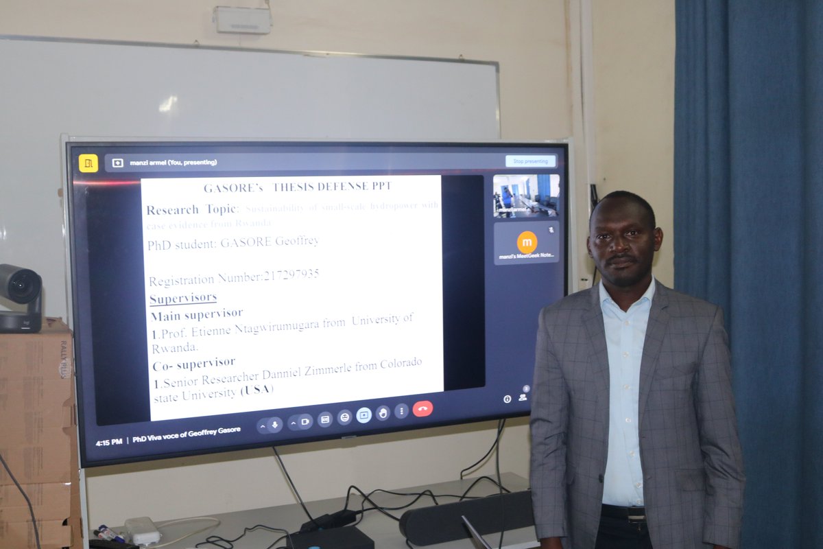 African Center of Excellence in Energy (@ace_esd) on Twitter photo Another milestone achieved. Our PhD Candidate Mr. Gasore Geoffrey successfully defended the PhD thesis entitled, "Sustainability of Small-scale Hydropower with case evidence from #Rwanda.We are proud of this achievement & grateful to the supervisory team. <a href="/Ace2Africa/">Africa Centers of Excellence</a> <a href="/Uni_Rwanda/">University of Rwanda</a> Another milestone achieved. Our PhD Candidate Mr. Gasore Geoffrey successfully defended the PhD thesis entitled, "Sustainability of Small-scale Hydropower with case evidence from #Rwanda.We are proud of this achievement & grateful to the supervisory team. <a href="/Ace2Africa/">Africa Centers of Excellence</a> <a href="/Uni_Rwanda/">University of Rwanda</a>