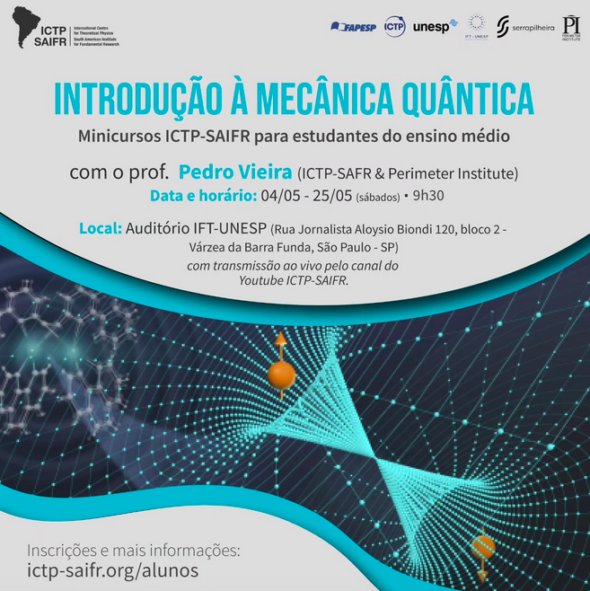 Os minicursos para estudantes do #ensinomédio organizados pelo Instituto Sul-Americano para Pesquisa Fundamental @ictpsaifr terão uma nova edição entre os dias 4 e 25 de maio, com o tema “Introdução à #MecânicaQuântica”. Inscrições até 3 de maio. agencia.fapesp.br/51498