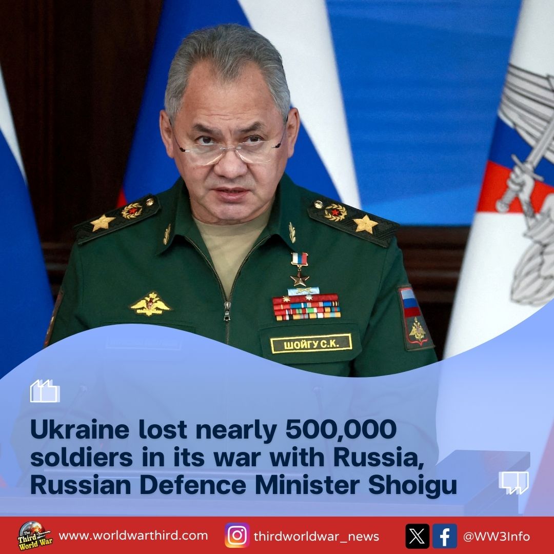 #WW3: Russian Defence Minister Shoigu informs that Ukraine lost nearly 500,000 #soldiers since war started & over 100,000 since January. Shoigu says US Senate grant #UkraineAid to stop military collapse as #Russia gains advantage by taking control of 3 regions in #eastUkraine.