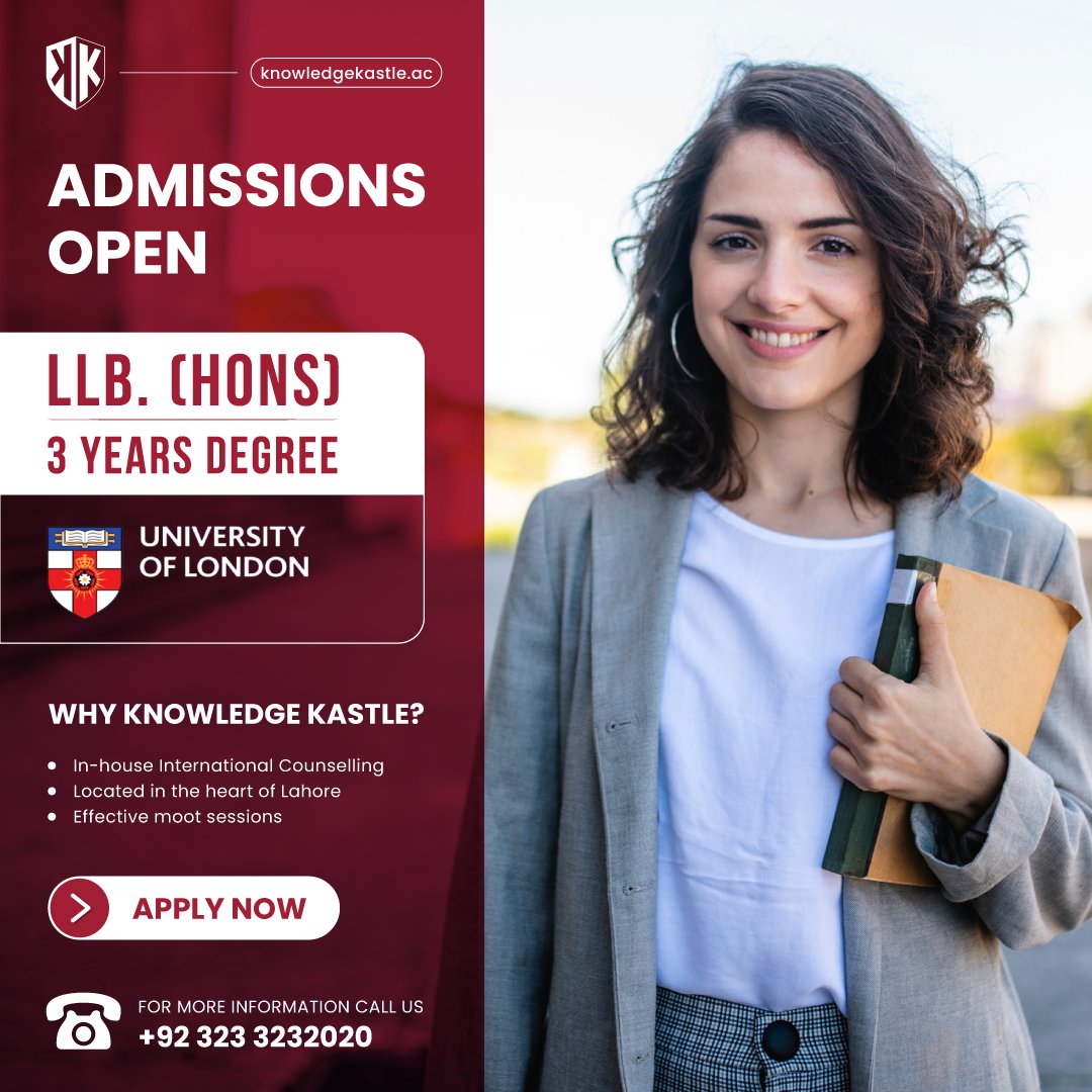 knowledgekastle's tweet photo. Knowledge Kastle Brings You a 3-Year LLB Degree from the University of London!

Benefit from in-house international counseling, dynamic moot sessions, and the convenience of being located in the heart of Lahore.

Apply now and let your legal dreams take flight.
#KnowledgeKastle https://t.co/TqC7muaJLs