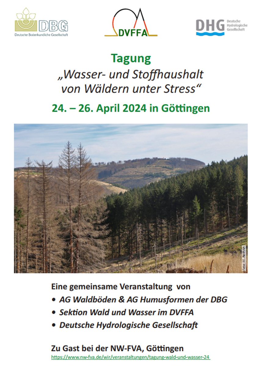 Waldbodentyp's tweet photo. Tagung "Wasser- u. Stoffhaushalt von Wäldern unter Stress" in Göttingen 🌳
Immer wieder bereichernd, auch Alumni der #HNEE bei solchen wissenschaftl. Events zu treffen!
Beitrag aus dem #StWM_KPW -Projekt: Sickerwasserraten für Stoffbilanzen - zwei Modellansätze im Vergleich👇 https://t.co/C3cMyVUwFZ