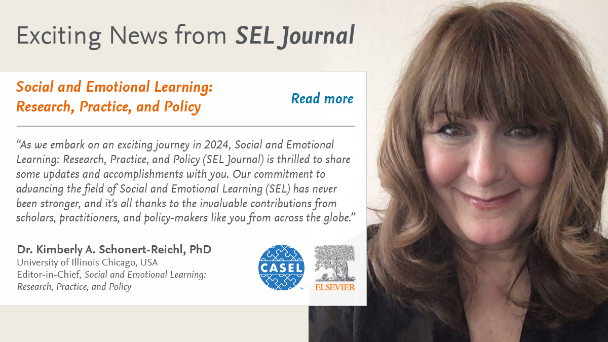 Read exciting news in an update from SEL Journal Editor-in-Chief Dr. Kimberly A. Schonert-Reichl, PhD. Learn about our first Special Issues and discover which SEL Journal articles have resonated most with our readers > spkl.io/601242UgM @caselorg