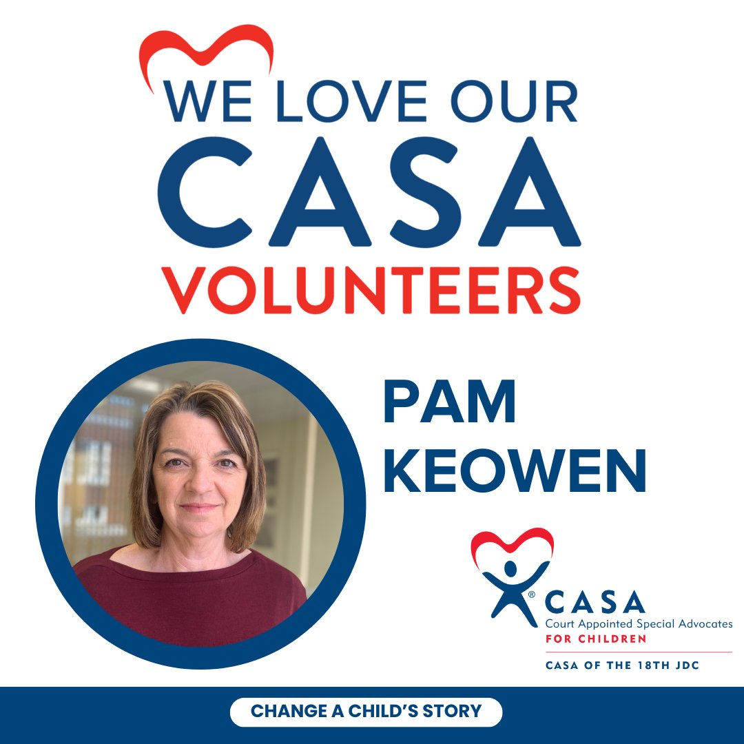 During this #VolunteerAppreciationWeek, we will feature our newly-sworn in volunteers. Today, we recognize Pam Keowen. Pam is from West Baton Rouge Parish and just signed on to her first case. We thank Pam for her commitment to help #ChangeAChildsStory.
